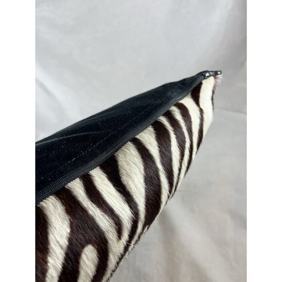 Hairon Hide Leather Zebra Print Throw Pillow Includes Zip Up Cover with Insert - Picture 7 of 9